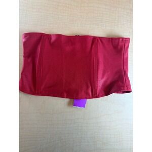 Red Satin Corset Belt Hook and Eye Waist Cincher Boned Wide Belt Red